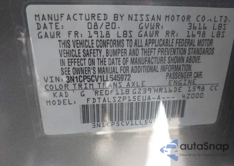 2020 Nissan Kicks Sv Xtronic Cvt from USA, damaged, VIN 3N1CP5CV1LL545972